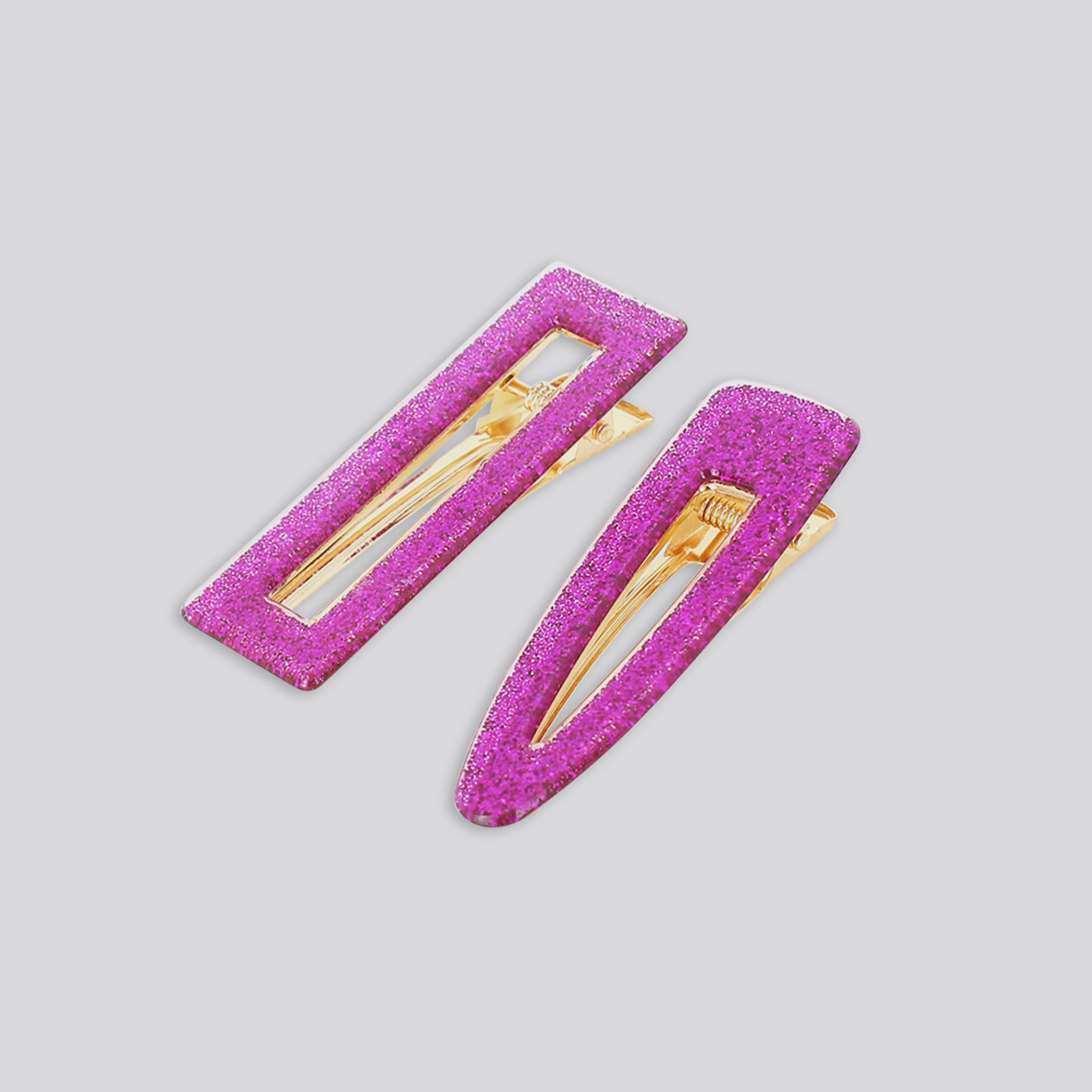 Glitter Hair Clip Set - Cerise