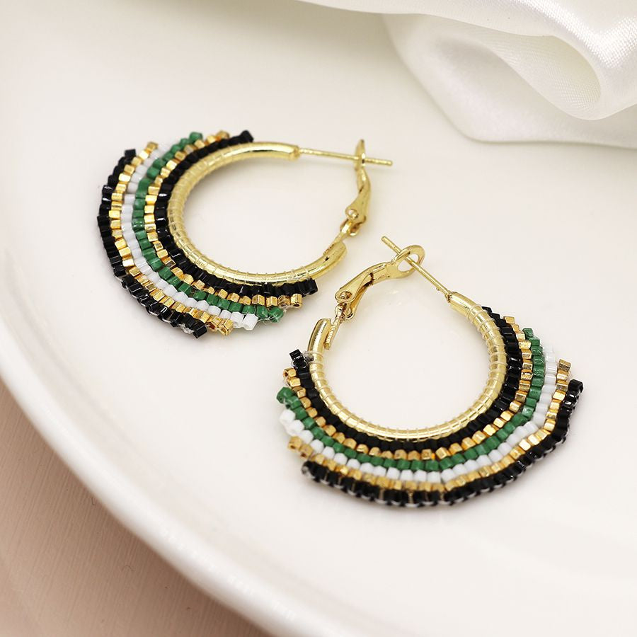 Beaded Fan Hoop Earrings