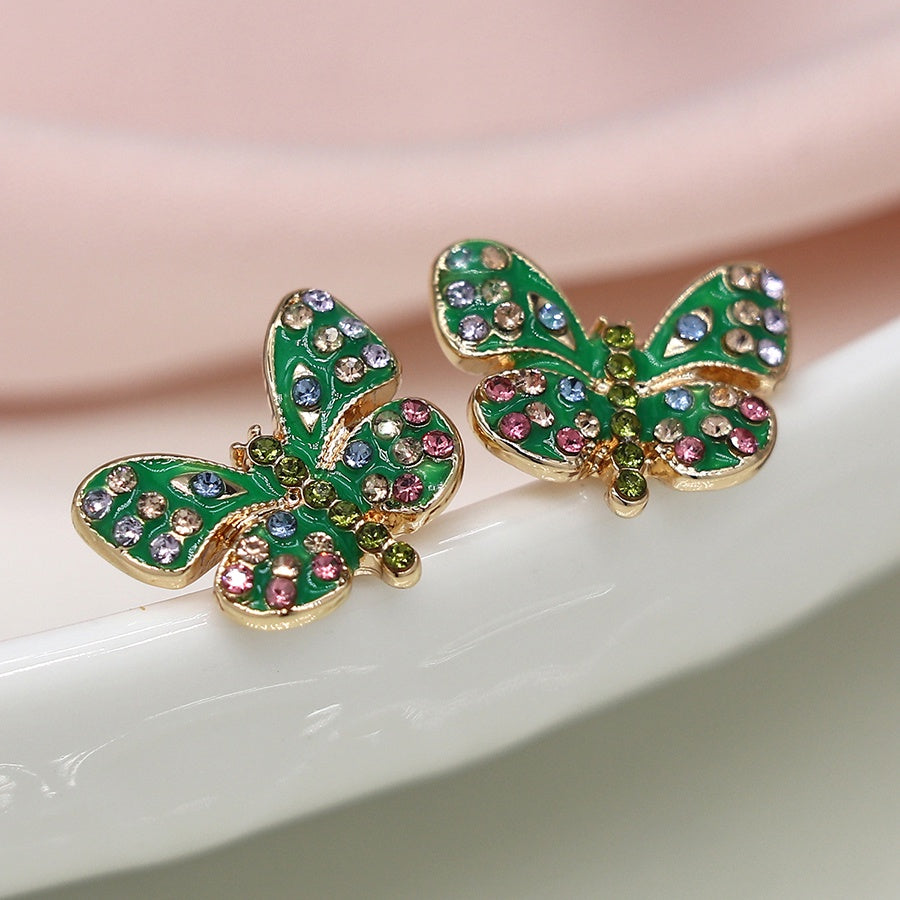 Emerald Butterfly Stud Earrings
