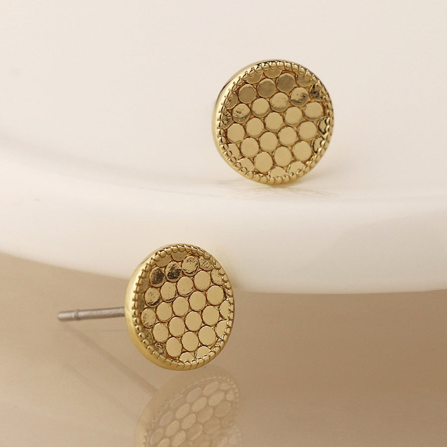 Honeycomb Dot Studs - Gold