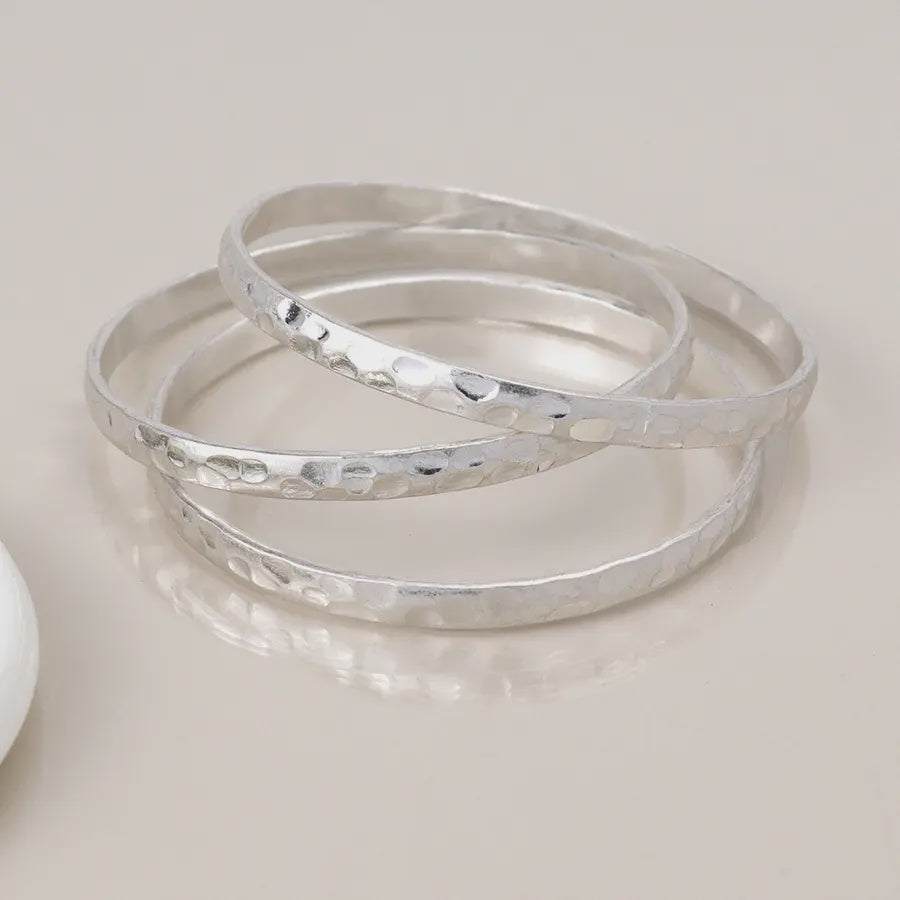 Stella Triple Bangle Set - Silver