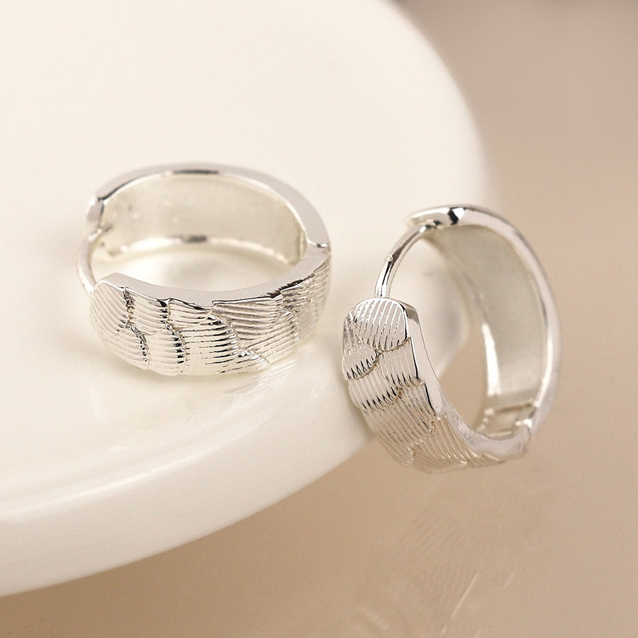 Scallop Embossed Hoops - Silver