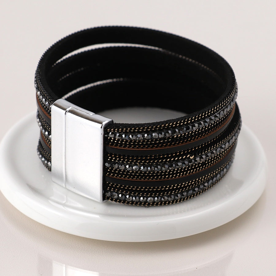 Cory Black & Bronze Multi Layer Leather Bracelet