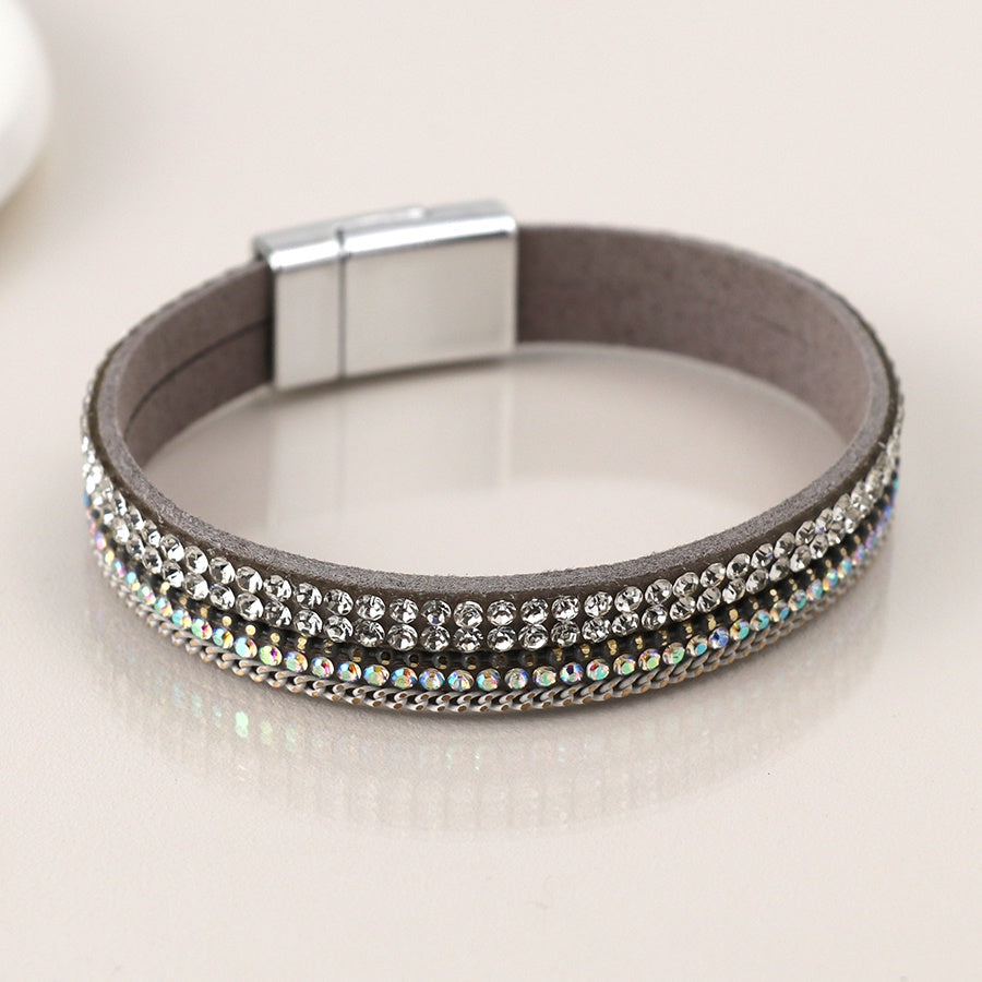 Chandrelle Leather and Crystal Bracelet