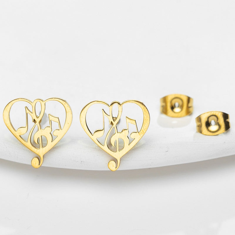 Music Love Studs - Gold
