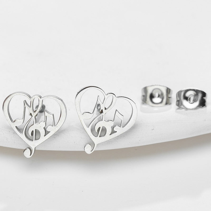Music Love Studs - Silver