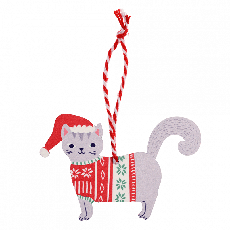Grey Cat Christmas Decoration