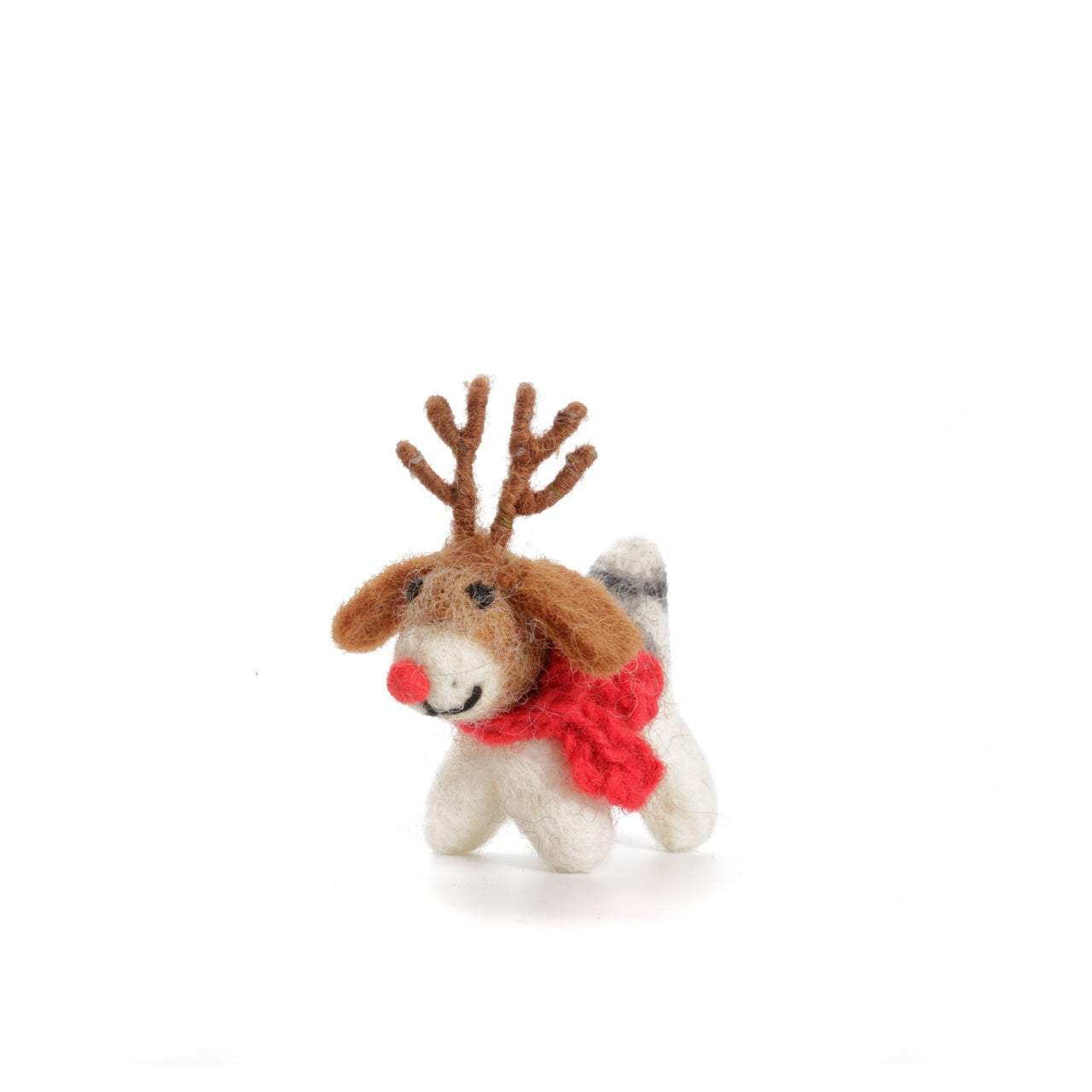 Mini Fox Terrier with Antlers Ornament