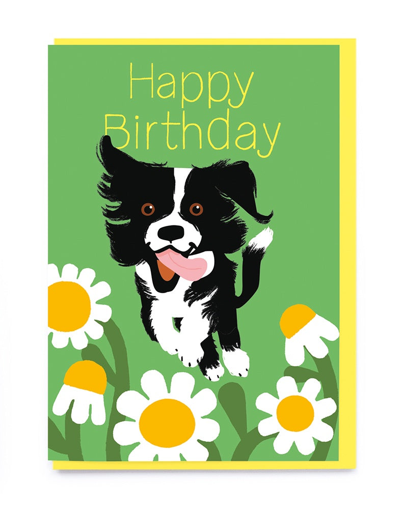 Boarder Collie & Bees Card