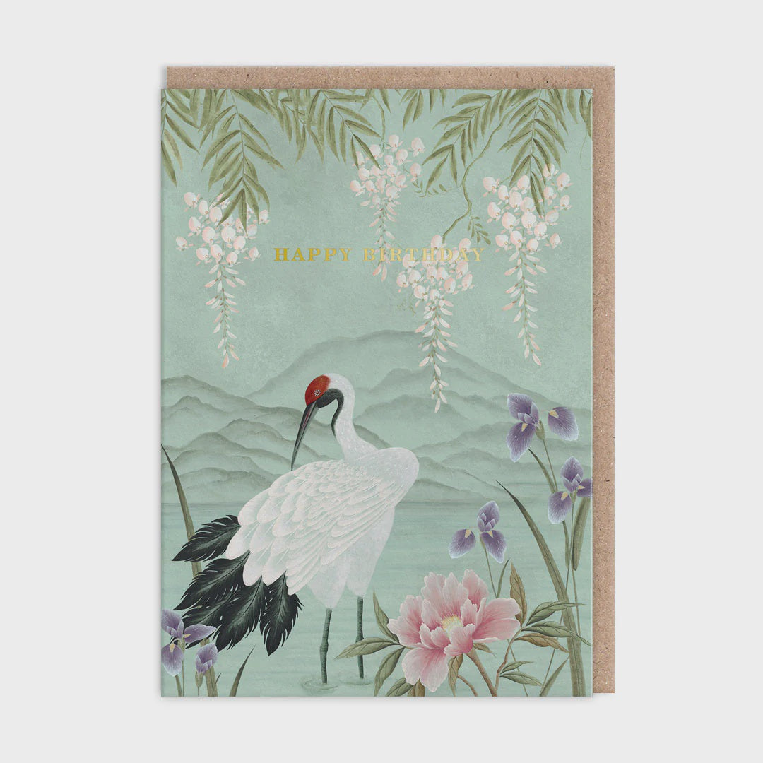 Crane and Mountain Card