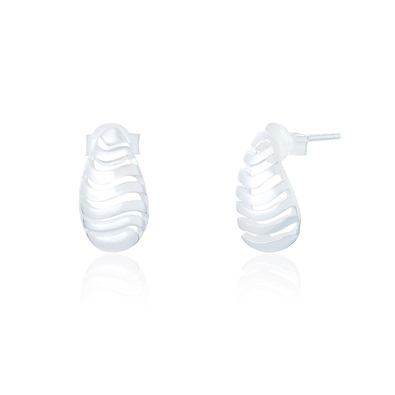Sela Cut Out Drop Stud Earrings - Silver