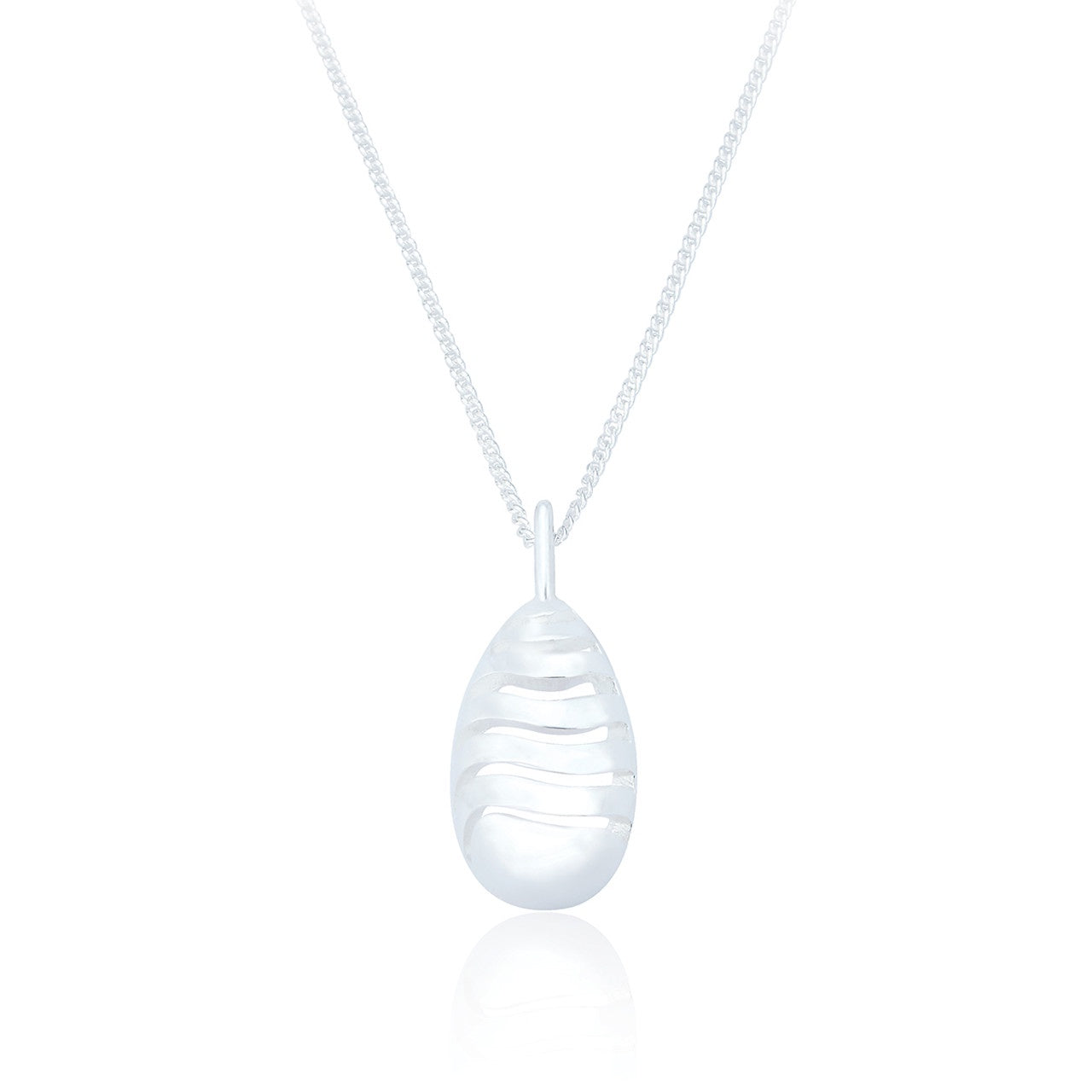 Sela Cut Out Drop Necklace - Silver