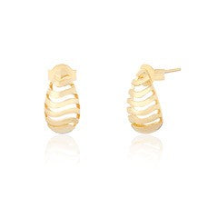 Sela Cut Out Drop Stud Earrings - Gold