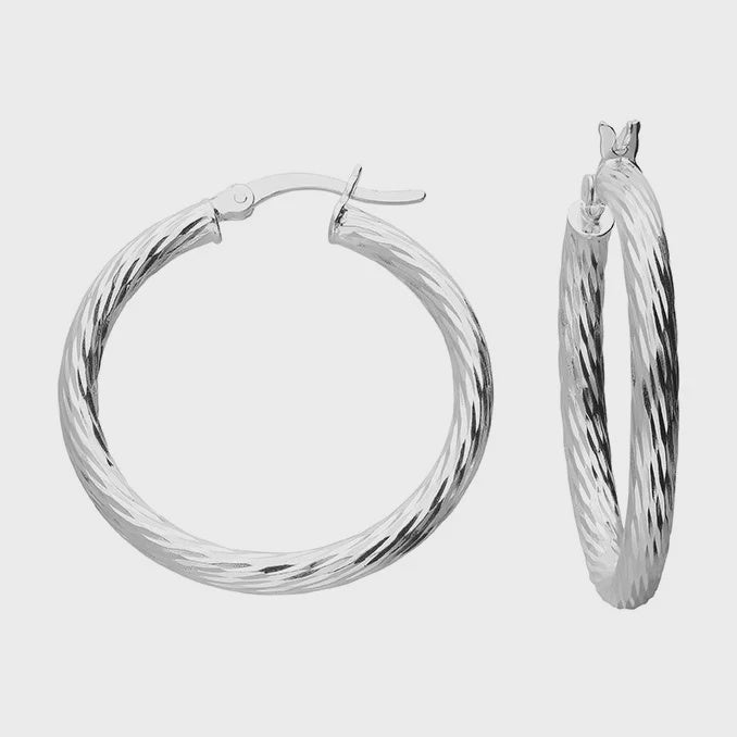 Piper Textured Sterling Silver Hoop