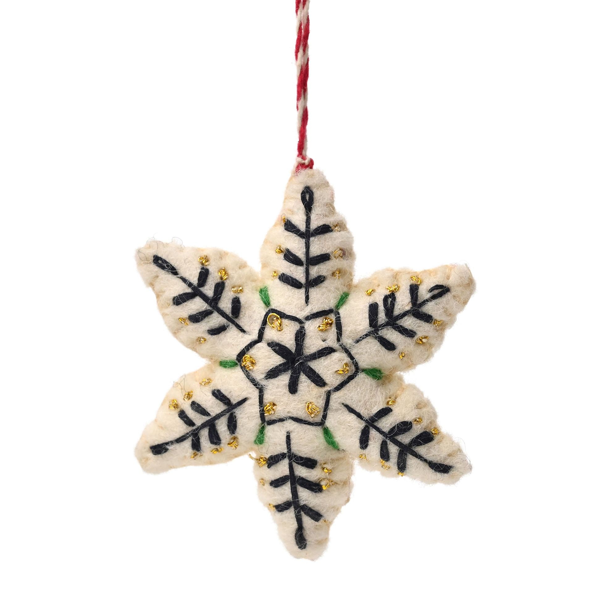 Blue and White Felt Star Ornament