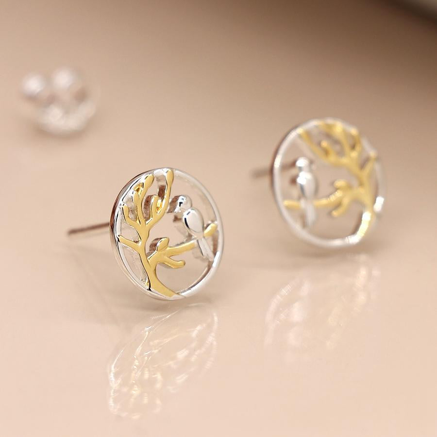 Bird in Tree Stud Earrings