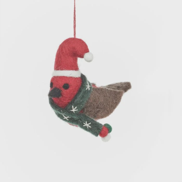 Robin with Scarf Christmas Decoration