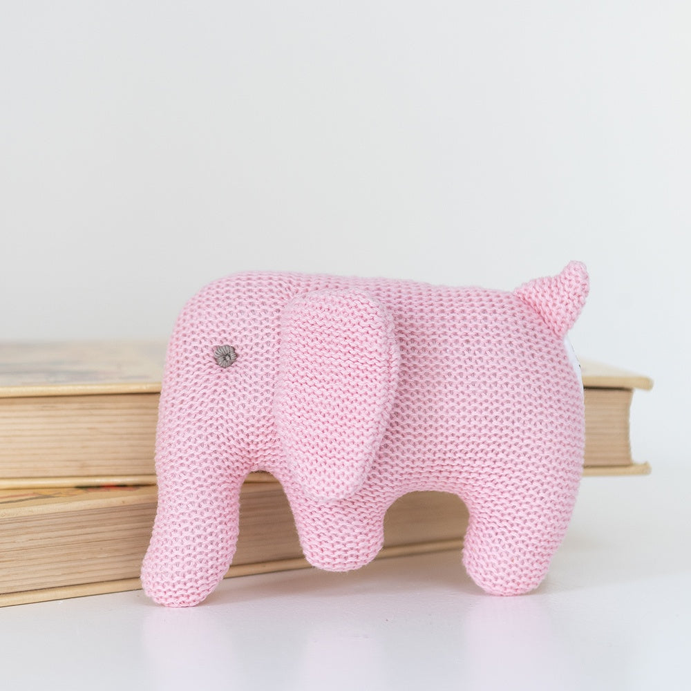 Elephant Soft Toy Rattle - Pink