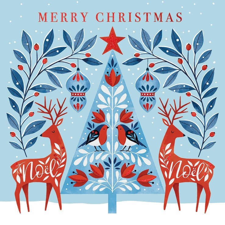 Geometric Tree and Deer Charity Card Set