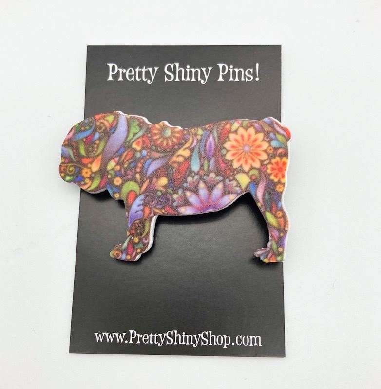 Flower Bulldog Brooch - Pretty Shiny Shop