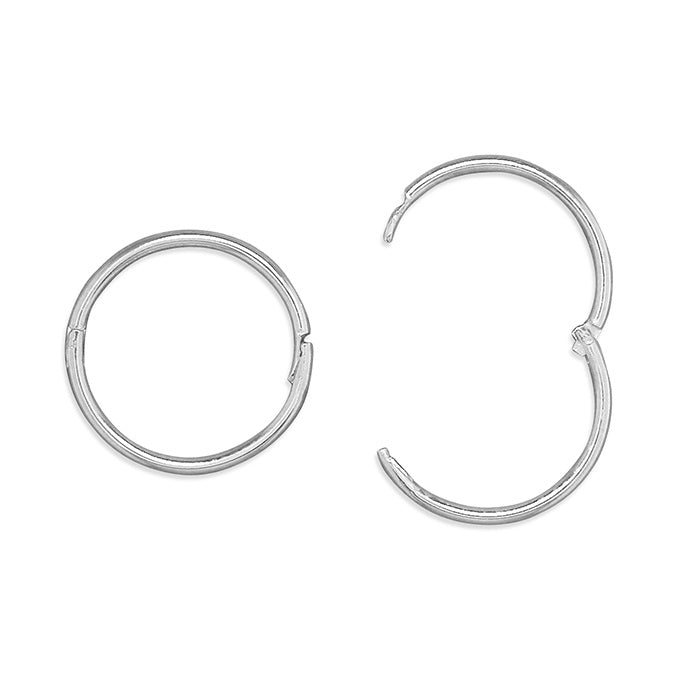 Sleeper Hoop - Hinged - Sterling Silver Solid - 13mm