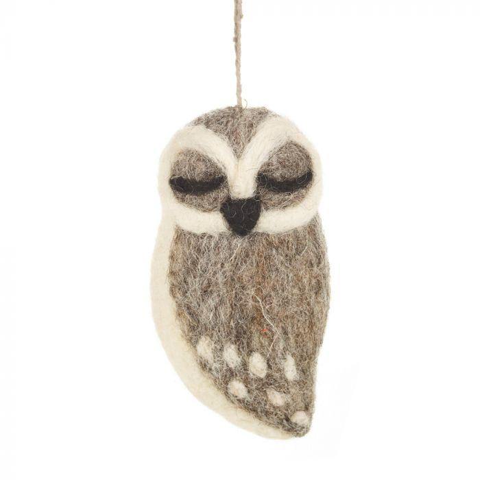 Grey Owl Felt Decoration - Pretty Shiny Shop