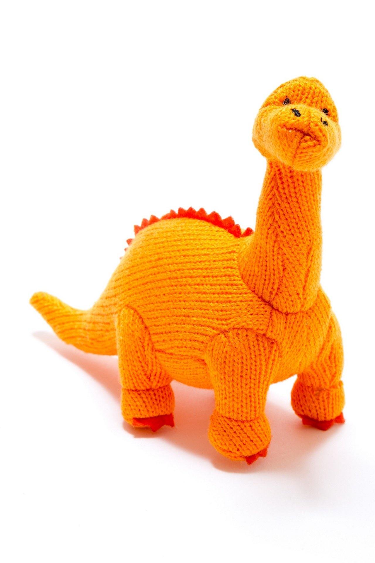 Diplodocus Soft Toy Rattle - Orange - Pretty Shiny Shop