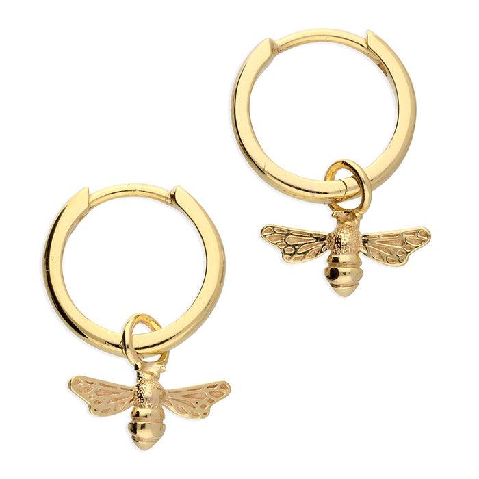 Bumble Bee Hoop Earrings - Gold - Pretty Shiny Shop