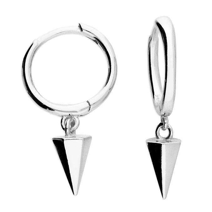 Hexagonal Spike Huggie Earrings - Silver - Pretty Shiny Shop