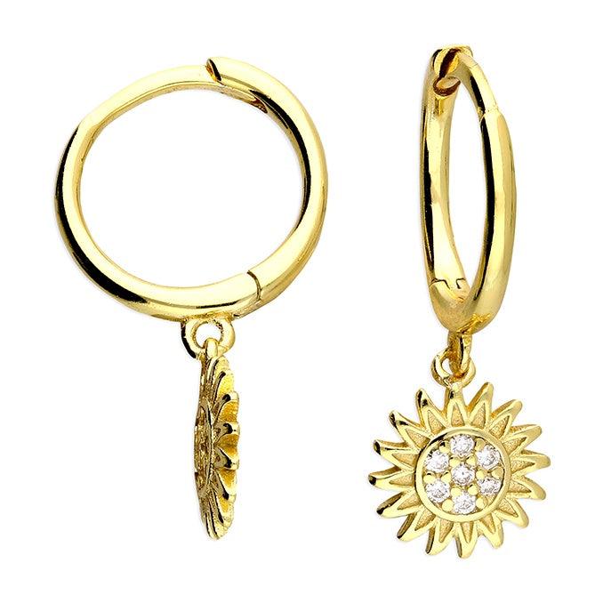 Sparkling Sun Charm on Huggie Hoop - Pretty Shiny Shop