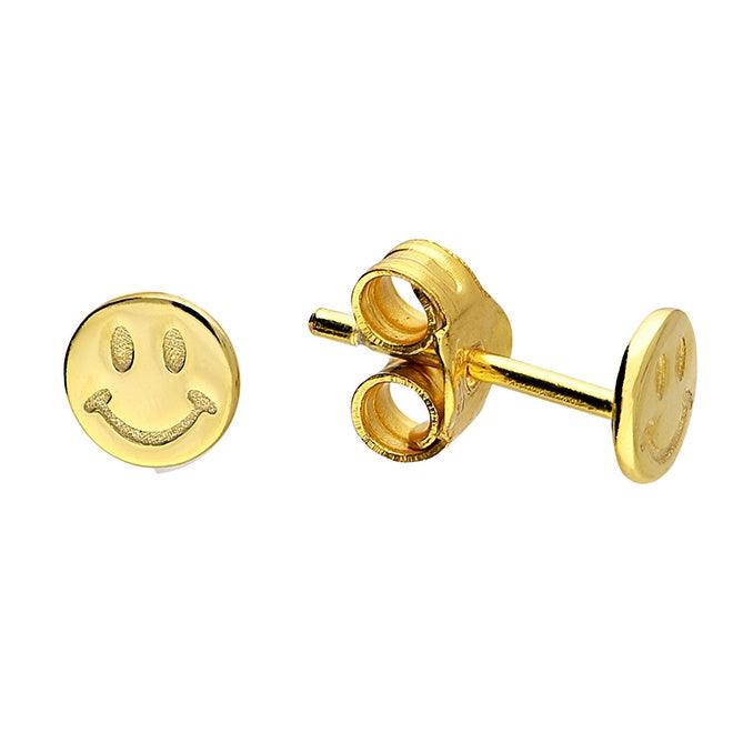 Smiley Face Stud Earrings - Gold - Pretty Shiny Shop