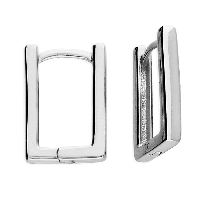 Rectangle Huggie Earrings - Silver