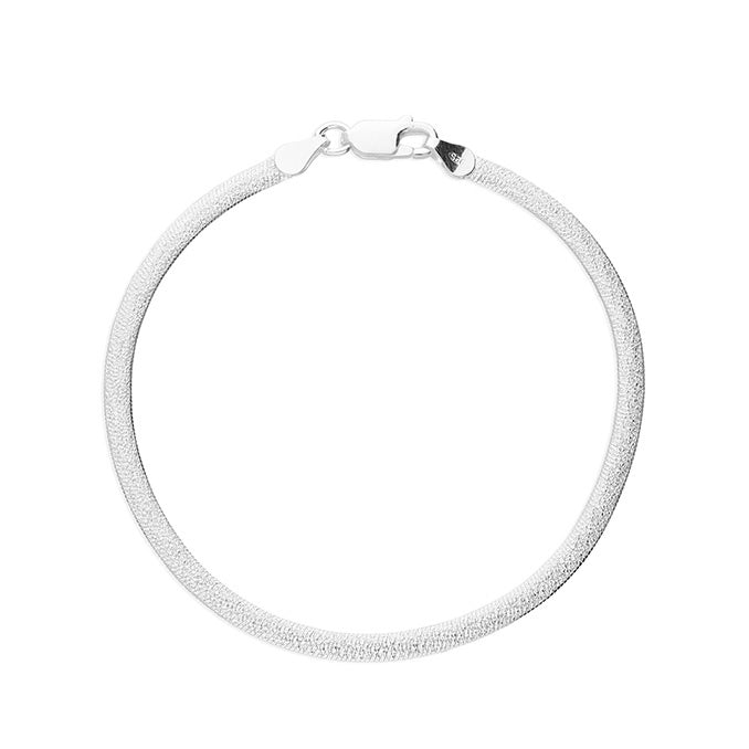 Frosted Herringbone Sterling Silver Bracelet