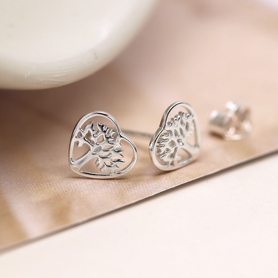 Tree Of Life Love Sterling Silver Studs