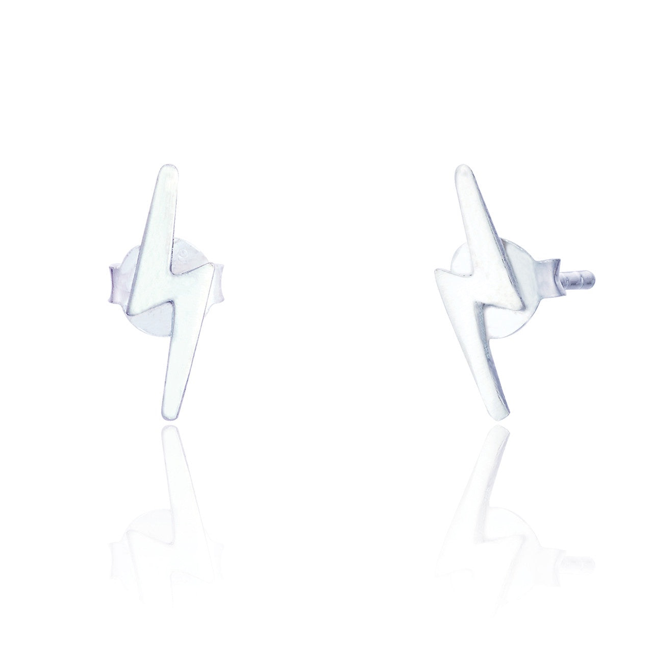 Silver Lightning Bolt Studs