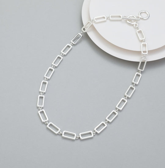 Rectangle Ring Necklace - Silver