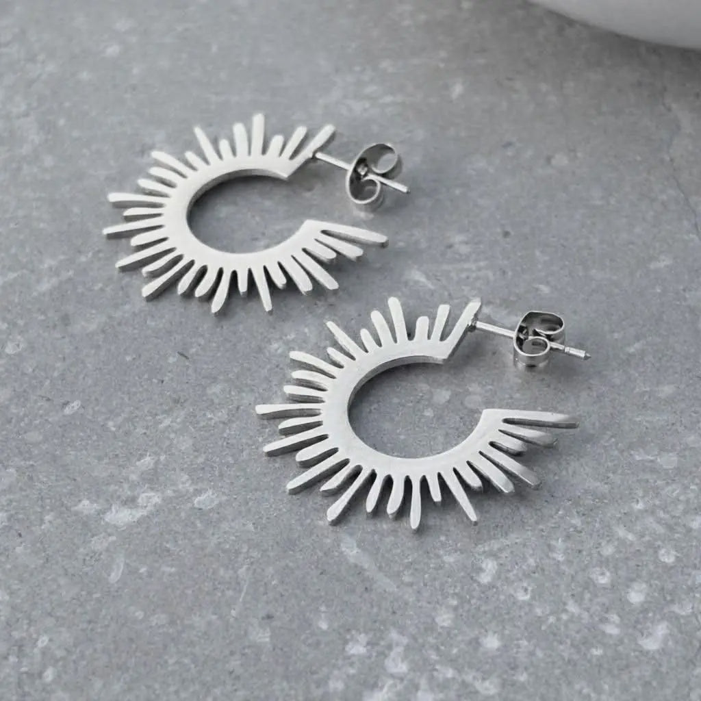 Starburst Stud Earrings - Silver