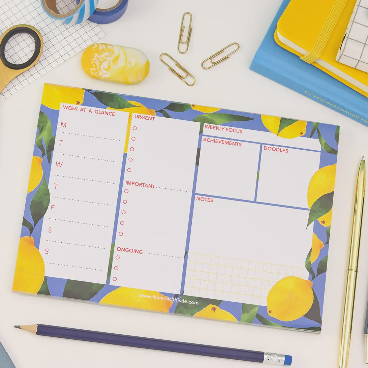Lemon Weekly Desk Planner Pad