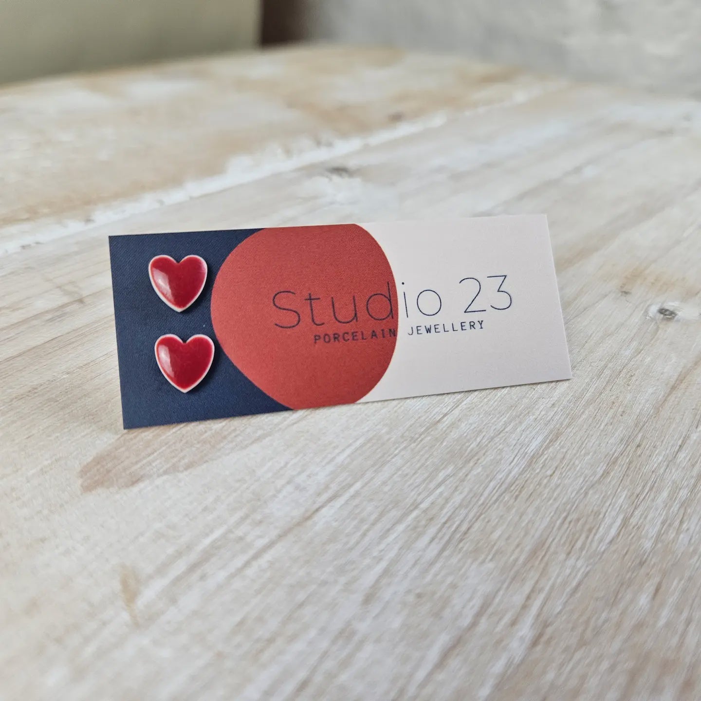 Heart Stud Earrings - Red