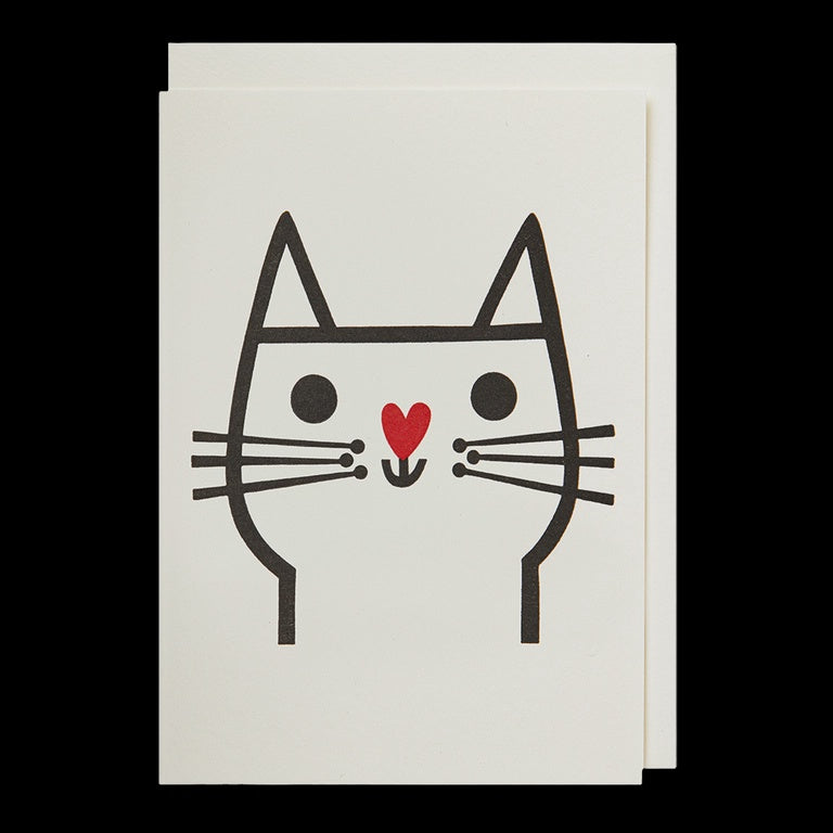 Cat With Heart Nose Mini Card