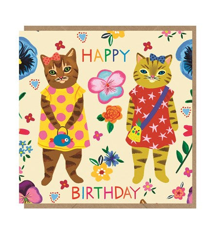 Two Kitsch Cats Birthday Card