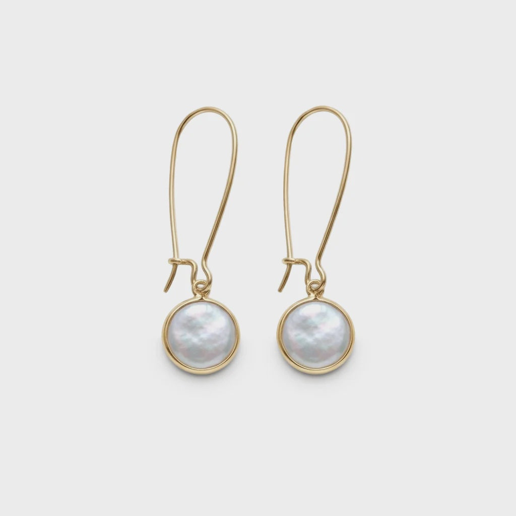 Pearl Coin Earrings - Gold