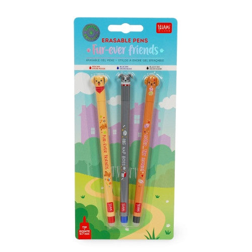 Legami - 3 Erasable Gel Pens - Dogs
