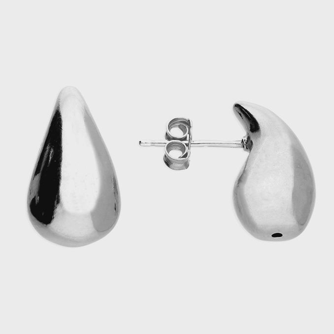 Teardrop Stud Earrings - Silver