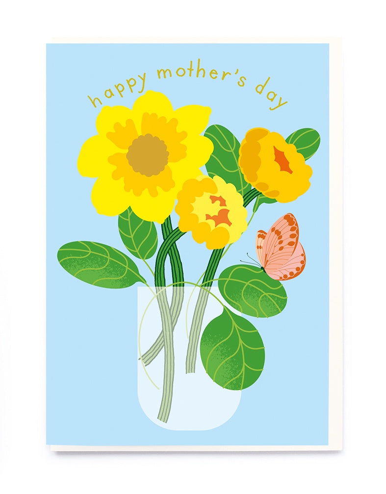 Yellow Flowers In Vase Mother's Day Card