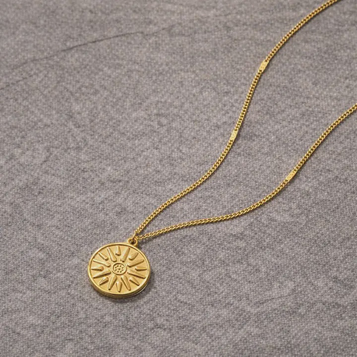 Sun Coin Necklace - Gold