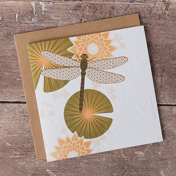 Embossed Dragonfly and Koi Card