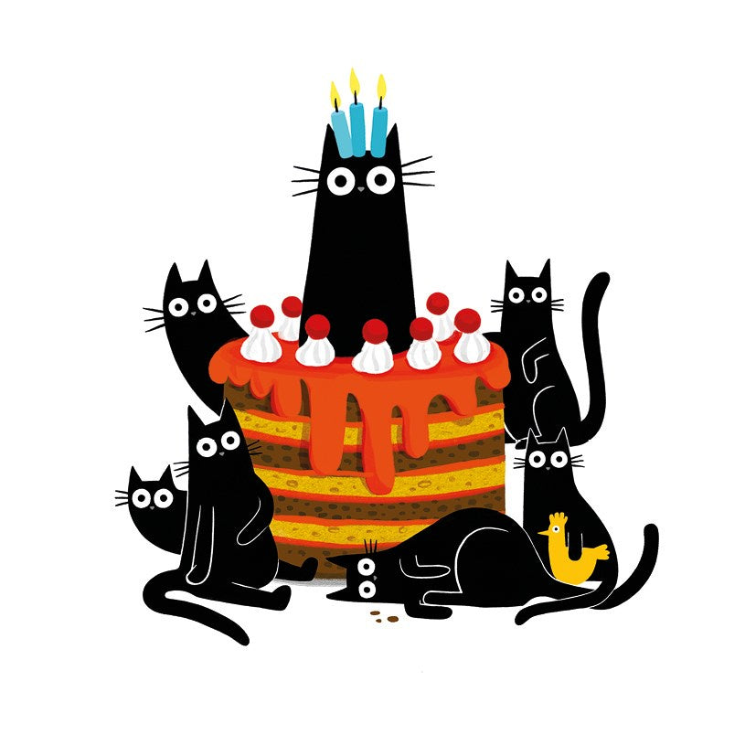 Cats and Birthday Cake Card