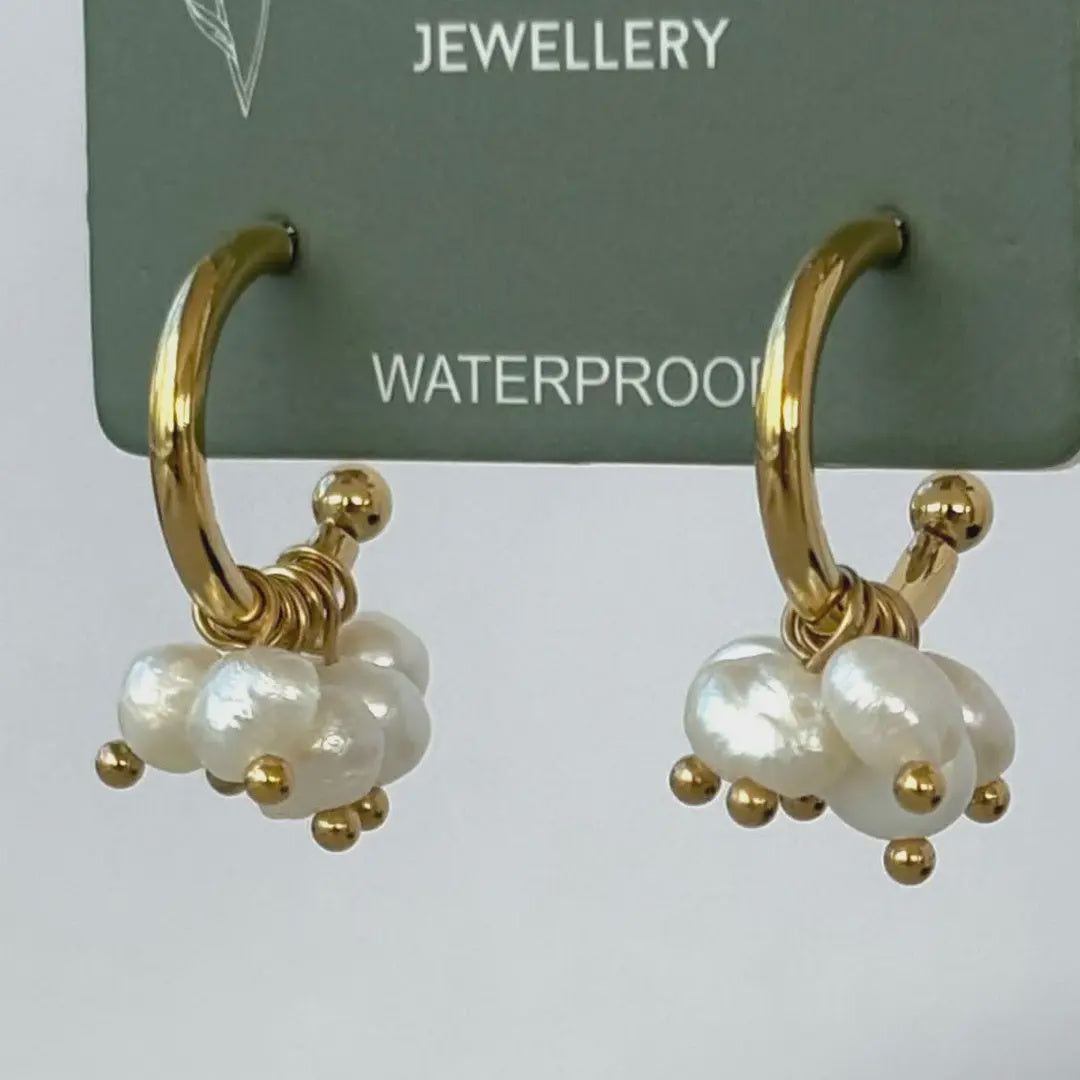 Pearl Cluster Hoop Studs