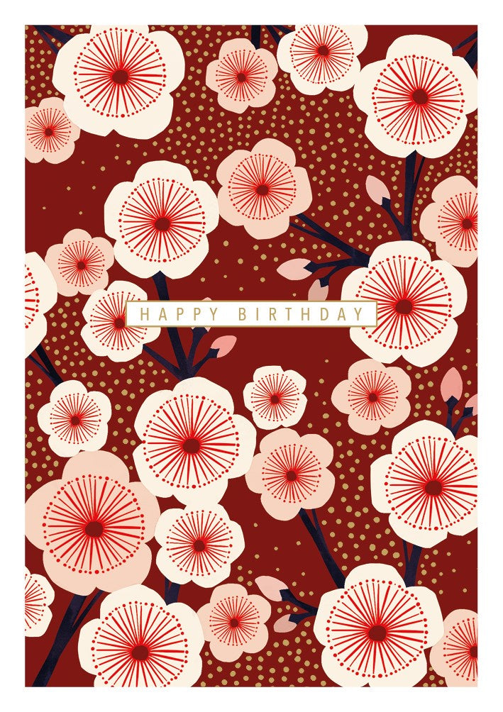 Plum Blossom Happy Birthday Card
